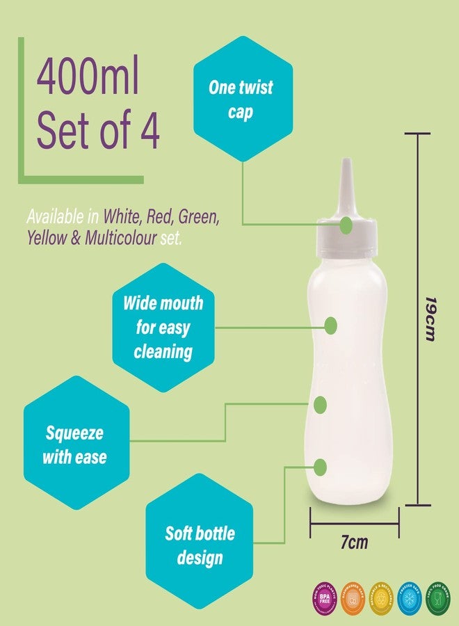 Gluman Squeezy Sauce Bottle for Clean & Mess-free Dispensing | 100% Food Grade | Dishwasher Safe | Freezer Safe | Ergonomically Designed | Reusable (White (Set of 4)) - Image 3